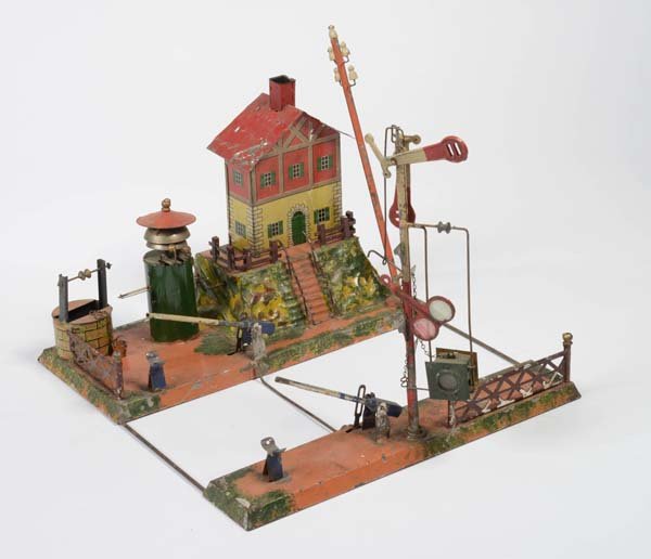 Carette: English: Carette ?, Rock u . Graner ?, Railway Crossing, paint damage, not restored, original condition Deutsch: Carette ?, Rock u. Graner ?, Bahnübergang, Germany VK, 35x32 cm, Lackmängel, unrestau
