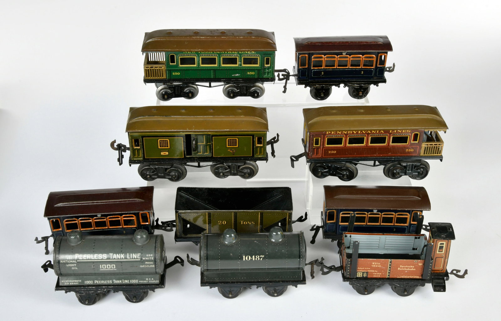 Bing, 10 Wagen: Bing, 10 wagons, Germany pw, gauge 0, paint d., mostly C 3