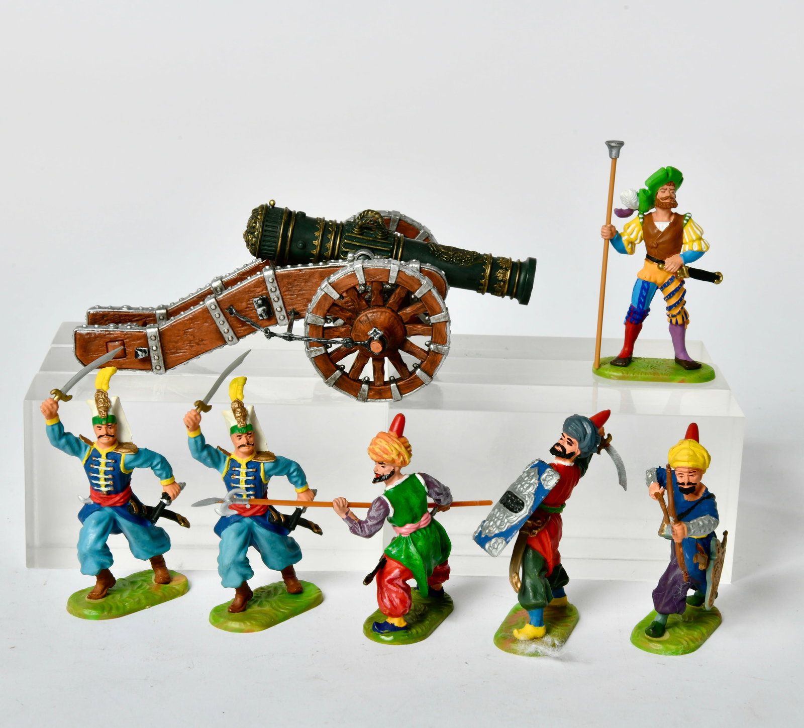 Preiser, Elastolin, Bombarde, Osmanen u.a.: Preiser, Elastolin, bombarde, Ottomans, 7 cm series, W.-Germany, plastic, mostly C 1