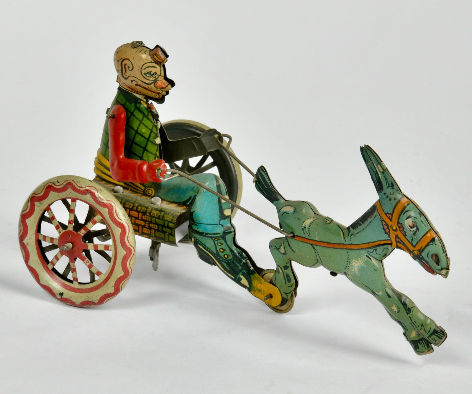 Ingap, Eselskarren mit Clown: Ingap, Eselskarren mit Clown, Italy, 18 cm, Blech, UW ok, min. LM, Z 1-2