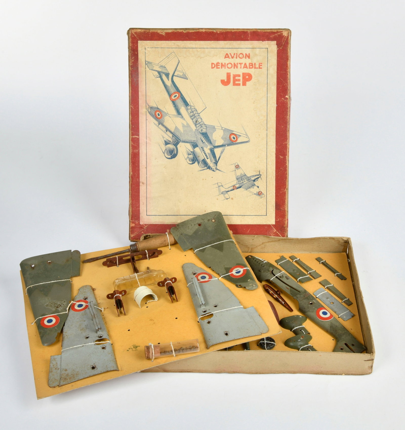 JEP, Flugzeug Baukasten: JEP, Flugzeug Baukasten, France, 22x30 cm, Blech, Okt, LM, Z 2