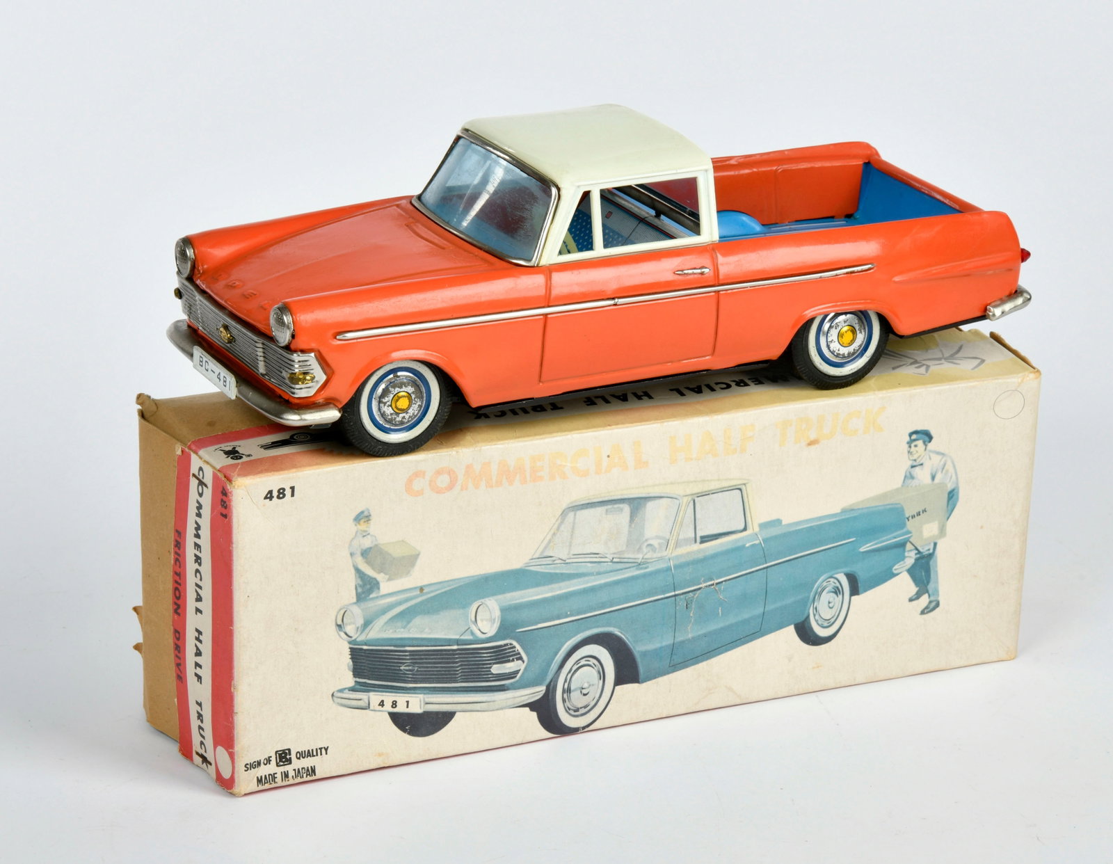 Bandai, Opel Rekord Pick Up: Bandai, Opel Rekord Pick Up, Japan, 21 cm, Blech, Friktion ok, Okt Z 2, Z 1-2