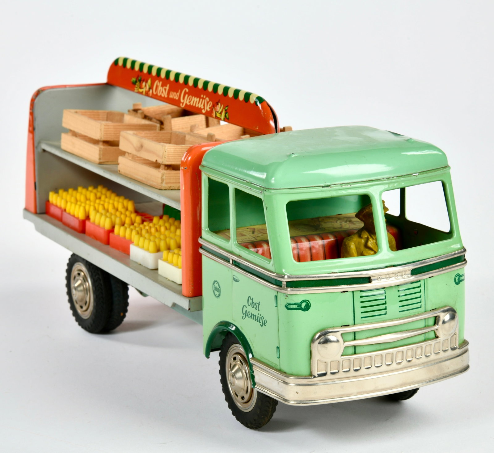 Goso, Obst und Gemuse LKW: Goso, Obst und Gemuse LKW, US Z. Germany, 34,5 cm, Blech, Friktion ok, Z 1-