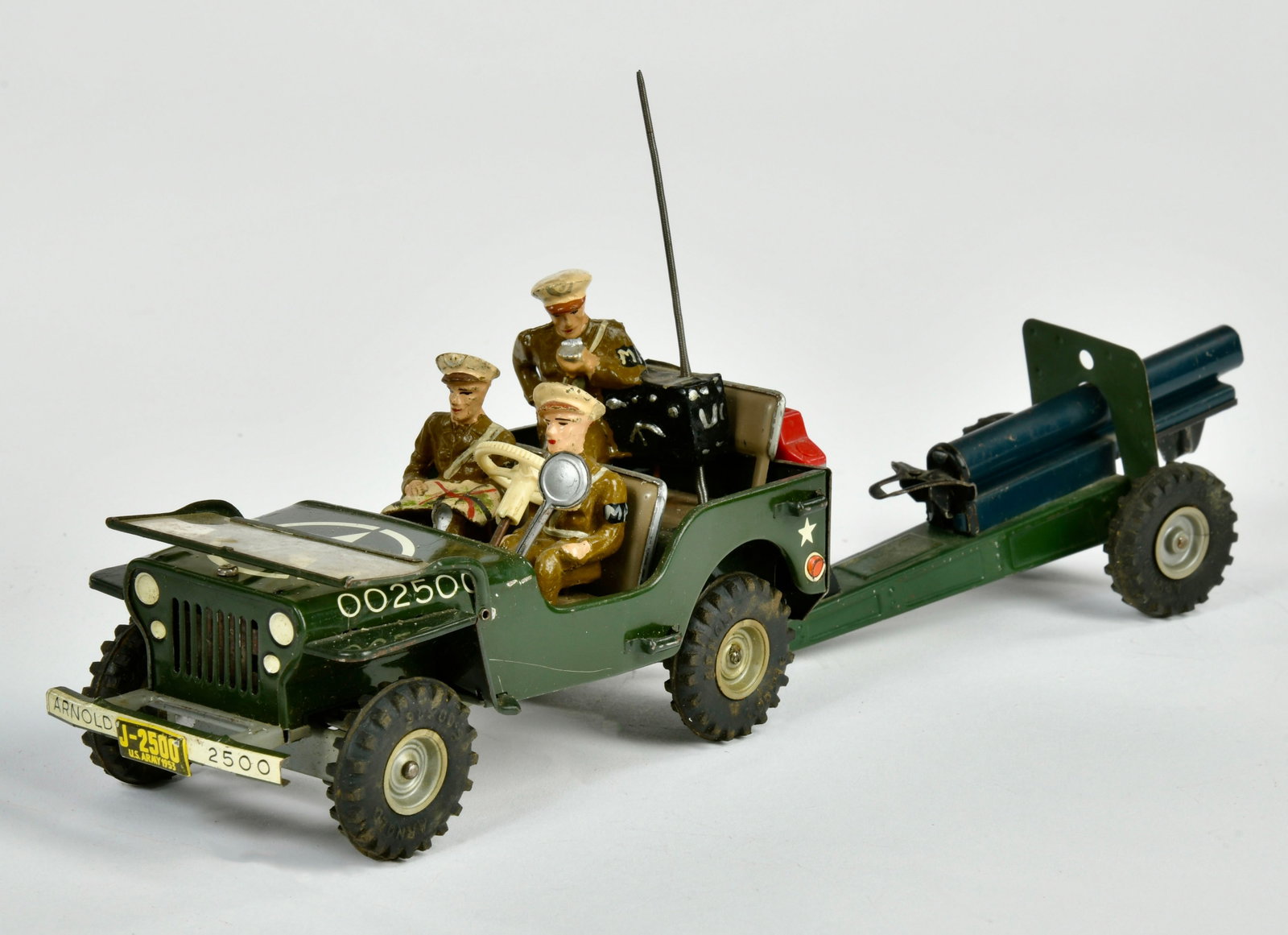 Arnold, Jeep 2500 mit Geschutzanhanger: Arnold, Jeep 2500 mit Geschutzanhanger, W.-Germany, 33 cm, Blech, UW ok, Z 1-2