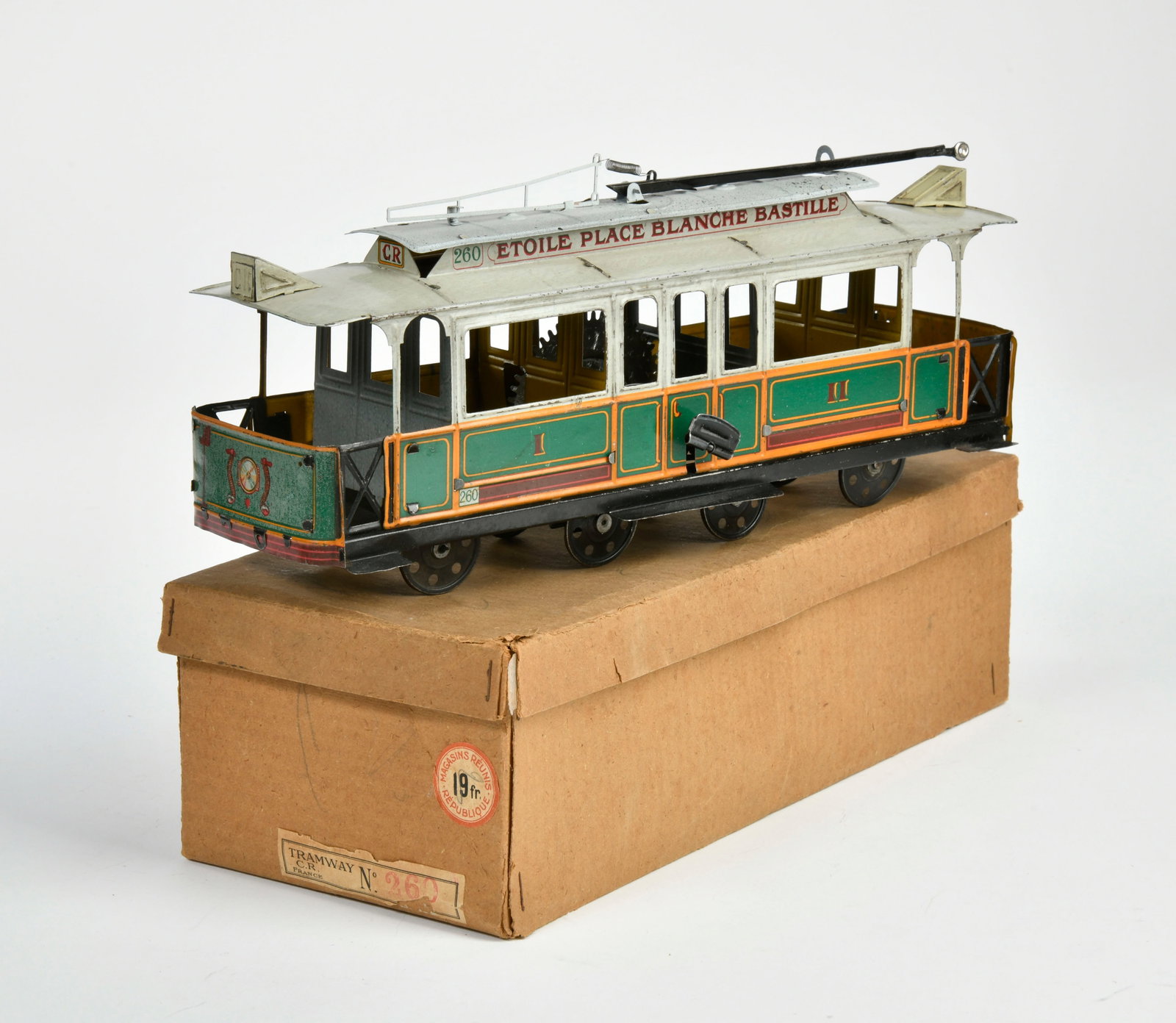 Rossignol, Tramway Strassenbahn Nr 260, Etile Place Blanche Bastille: Rossignol, Tramway Strassenbahn Nr 260, Etile Place Blanche Bastille, France, 32 cm, UW ok, Okt, Dach farblich ausgebessert, sonst Z 1