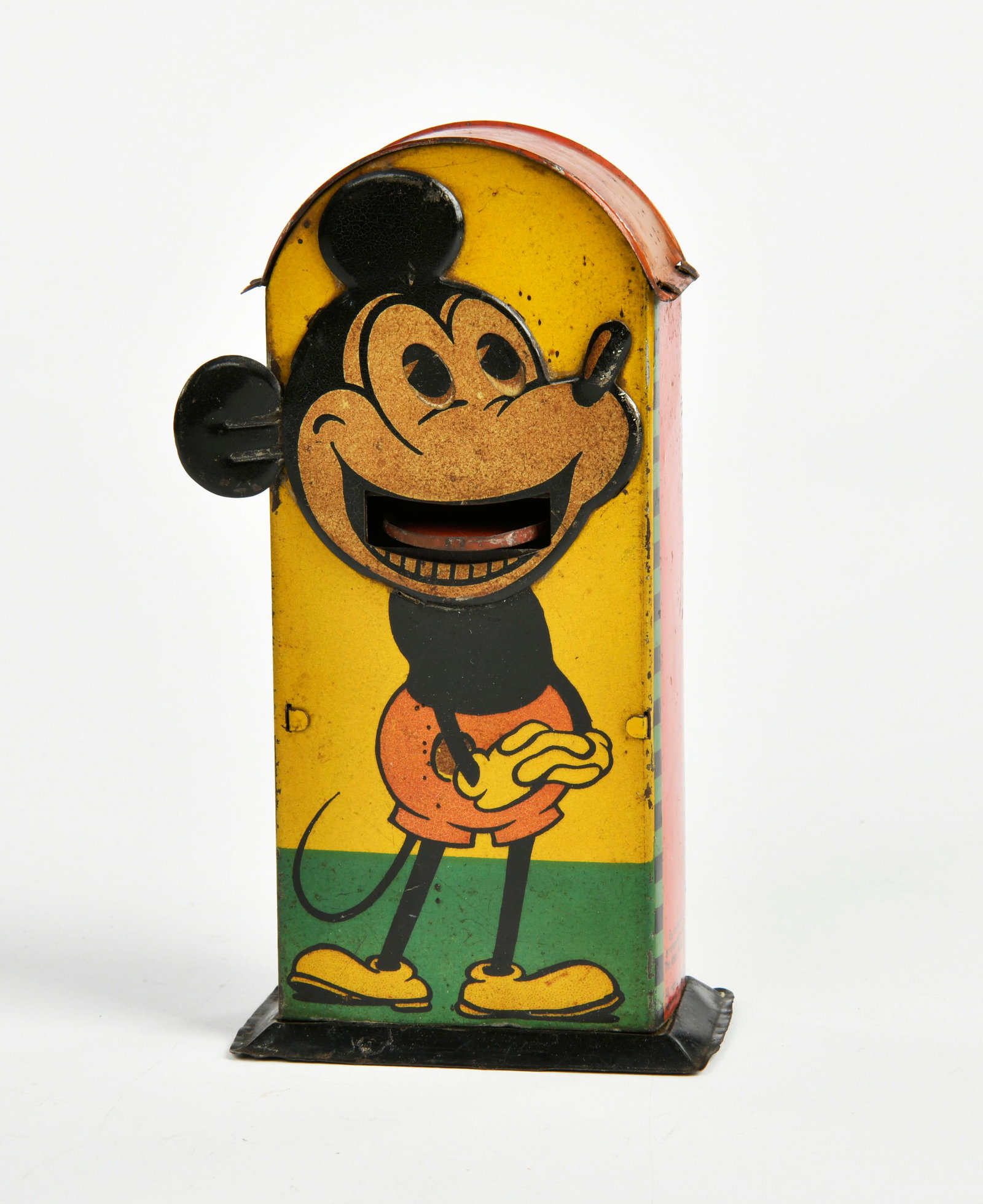 Saalheimer & Strauss, Micky Maus Spardose: Saalheimer & Strauss, Micky Maus Spardose, Germany um 1930, 18 cm, Blech, erste Version, von grosser Seltenheit