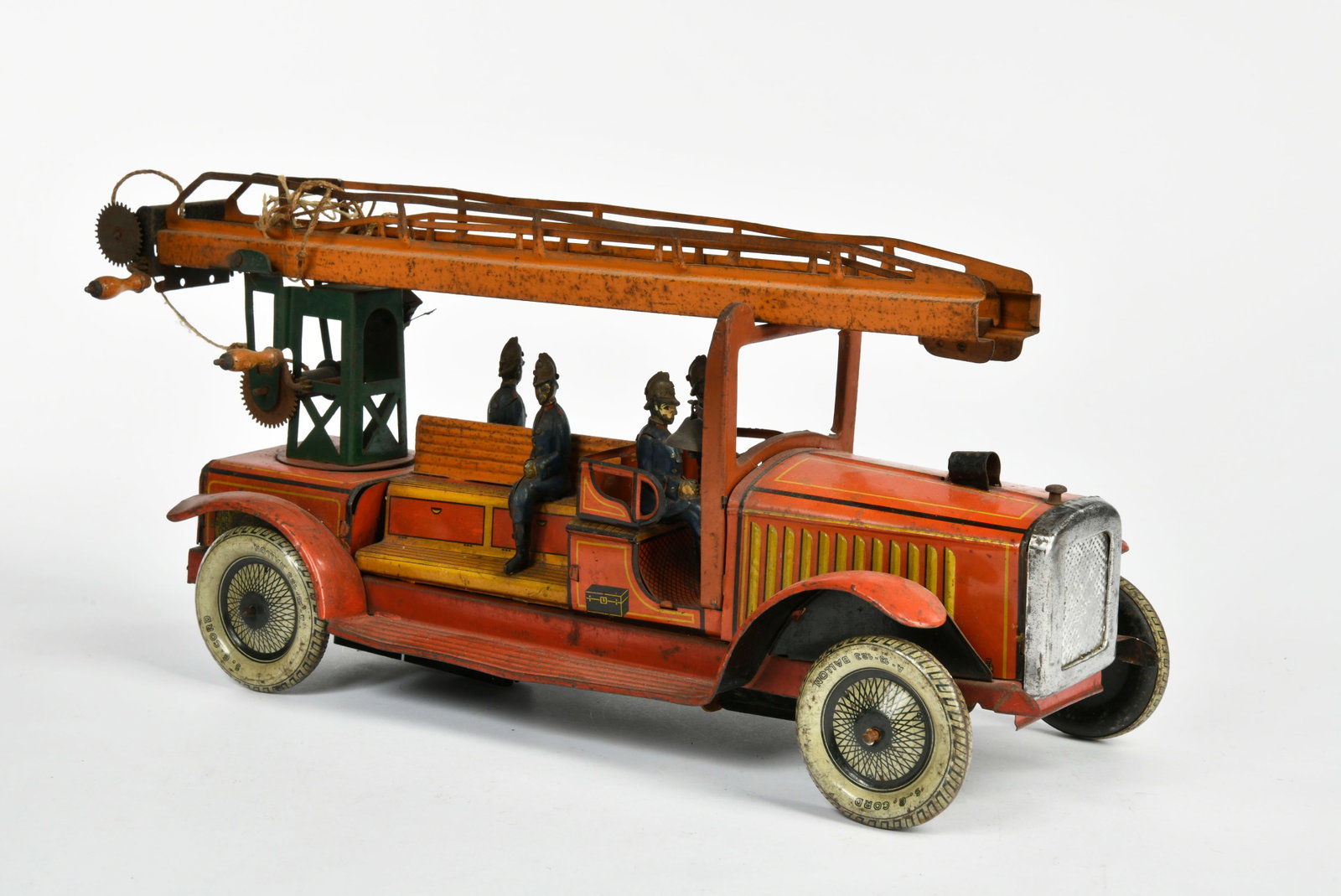Gunthermann, Feuerwehr: Gunthermann, Feuerwehr, Germany VK, 43 cm, Blech, UW ok, LM, RS, 2 Figuren fehlen, bitte besichtigen, Z 3-4