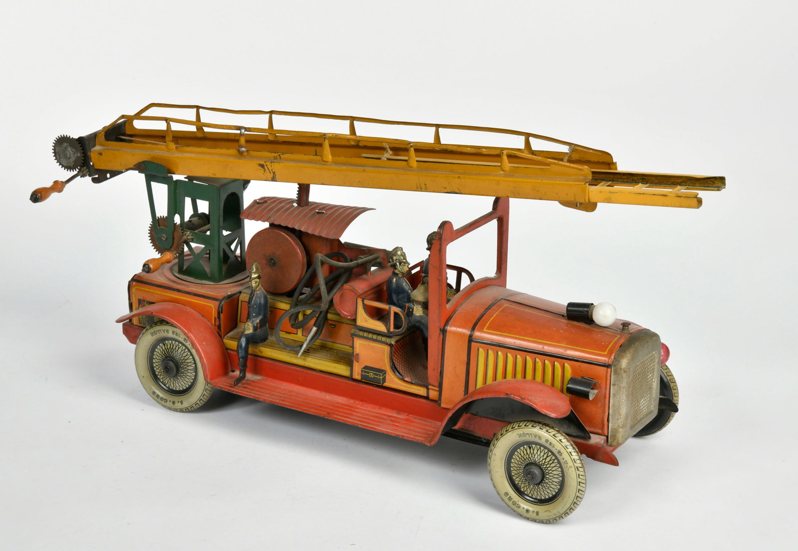 Gunthermann, Feuerwehr Leiterwagen: Gunthermann, Feuerwehr Leiterwagen, Germany VK, 43 cm, Blech, UW ok, LM, Z 2-3