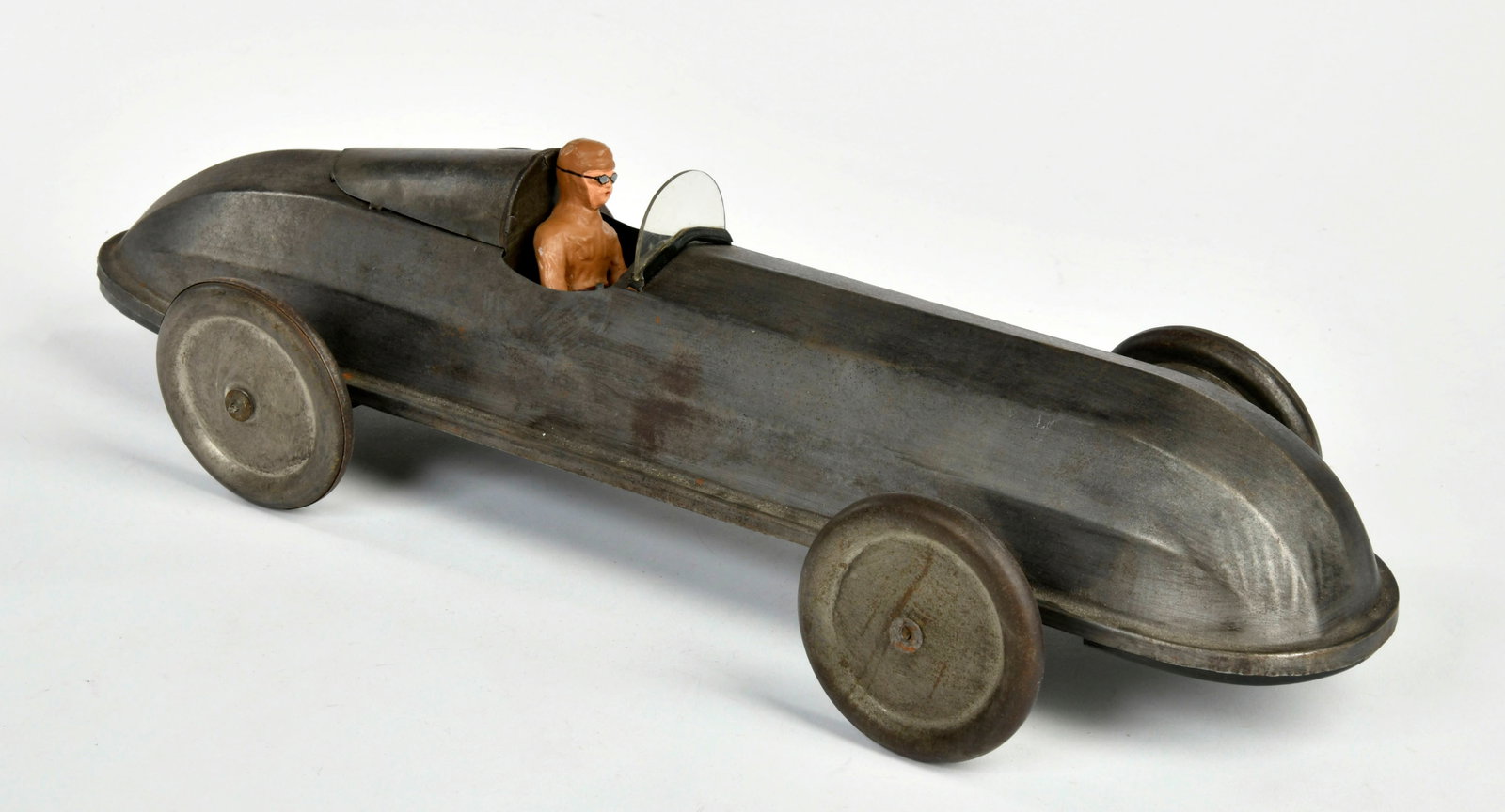 Rennwagen verchromt: Rennwagen verchromt, Germany, 46 cm, Blech, ohne Antrieb, min. LM