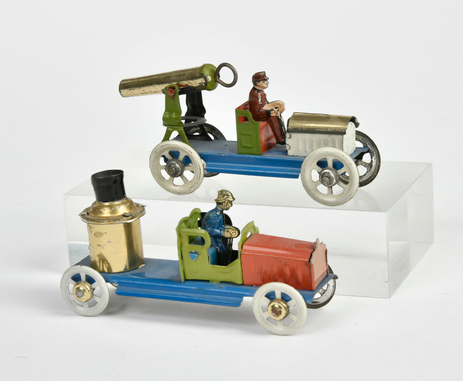 2 Penny Toy Fahrzeuge, Feuerwehr & Kanonenauto: 2 Penny Toy Fahrzeuge, Feuerwehr & Kanonenauto, Germany VK, 10 cm, Z 1-2