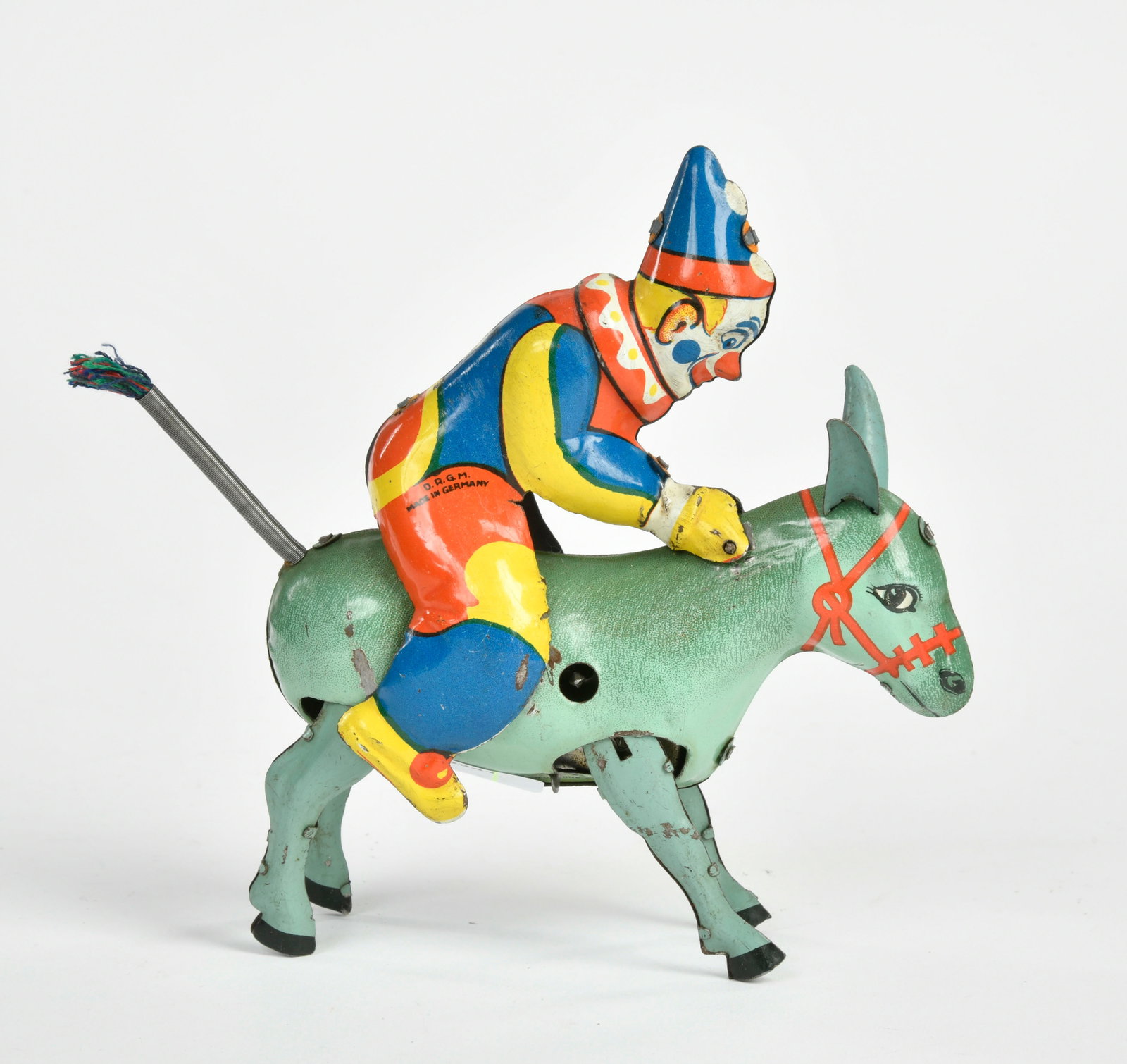 B&S, Clown auf Esel: B&S, Clown auf Esel, US Z. Germany, 14 cm, Blech, UW ok, LM, Z 2