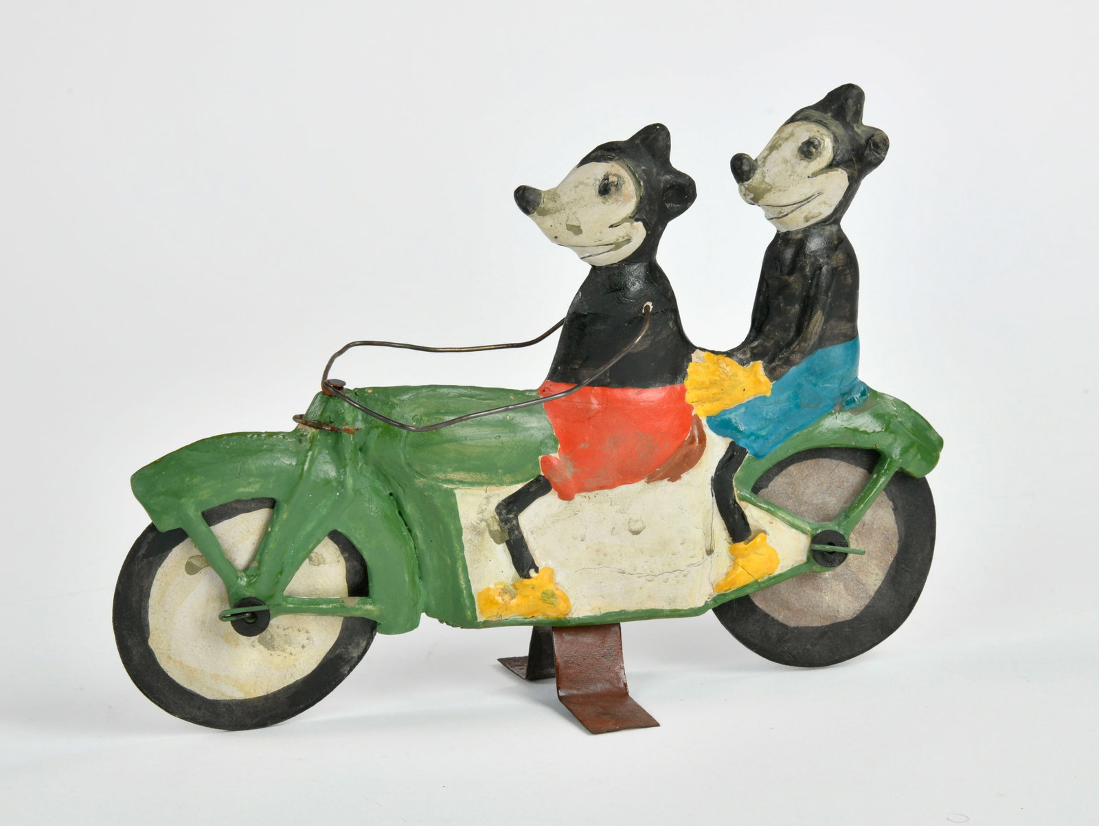 Tippco Handmuster, Micky & Minnie Motorrad: Tippco Handmuster, Micky & Minnie Motorrad, Germany VK, 20 cm, Blech & Holz, LM