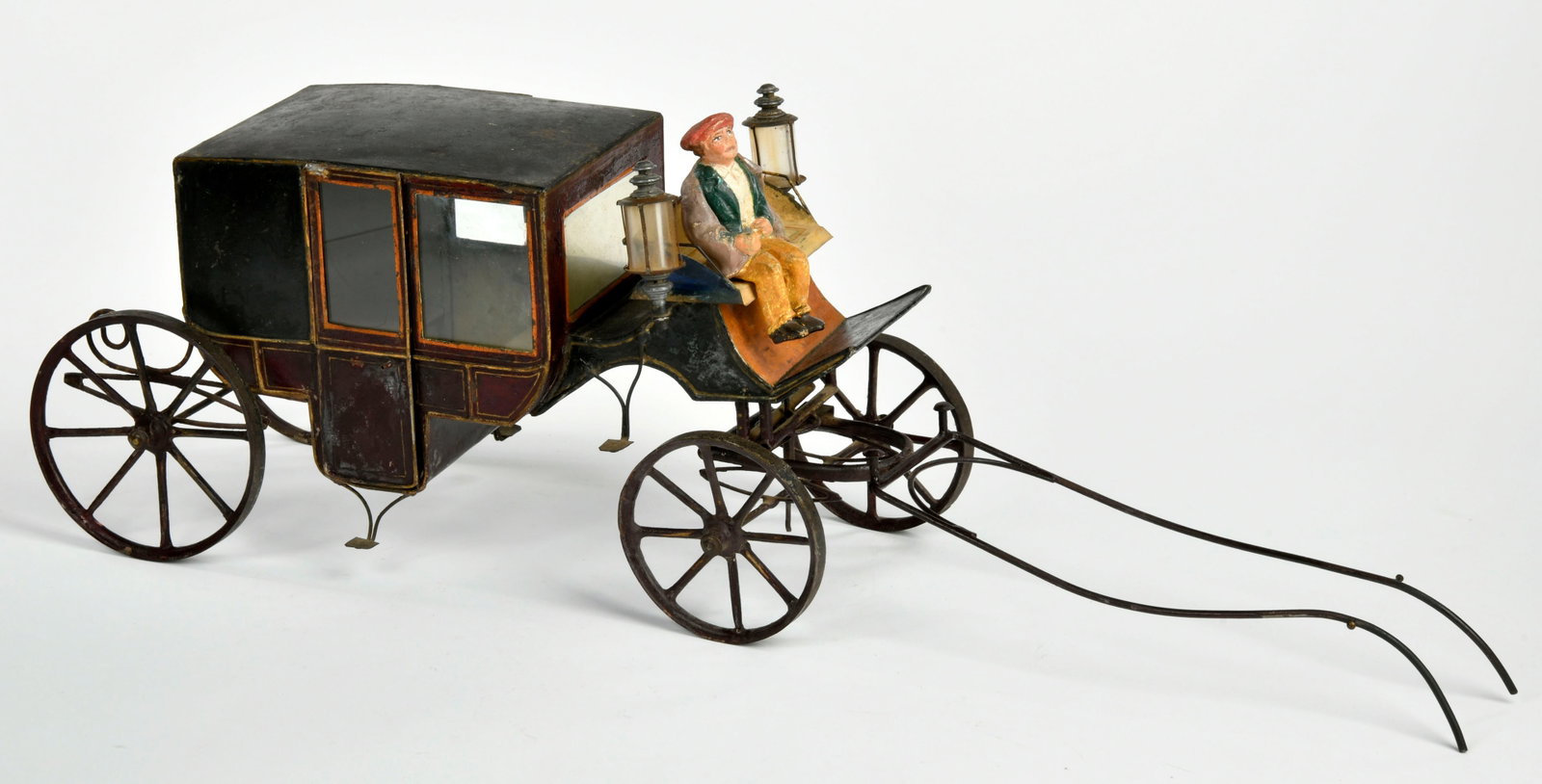 Marklin, Kutsche: Marklin, Kutsche, Germany VK, 40 cm, gesamt 62 cm, Blech, Massefigur, mit Lampen, LM