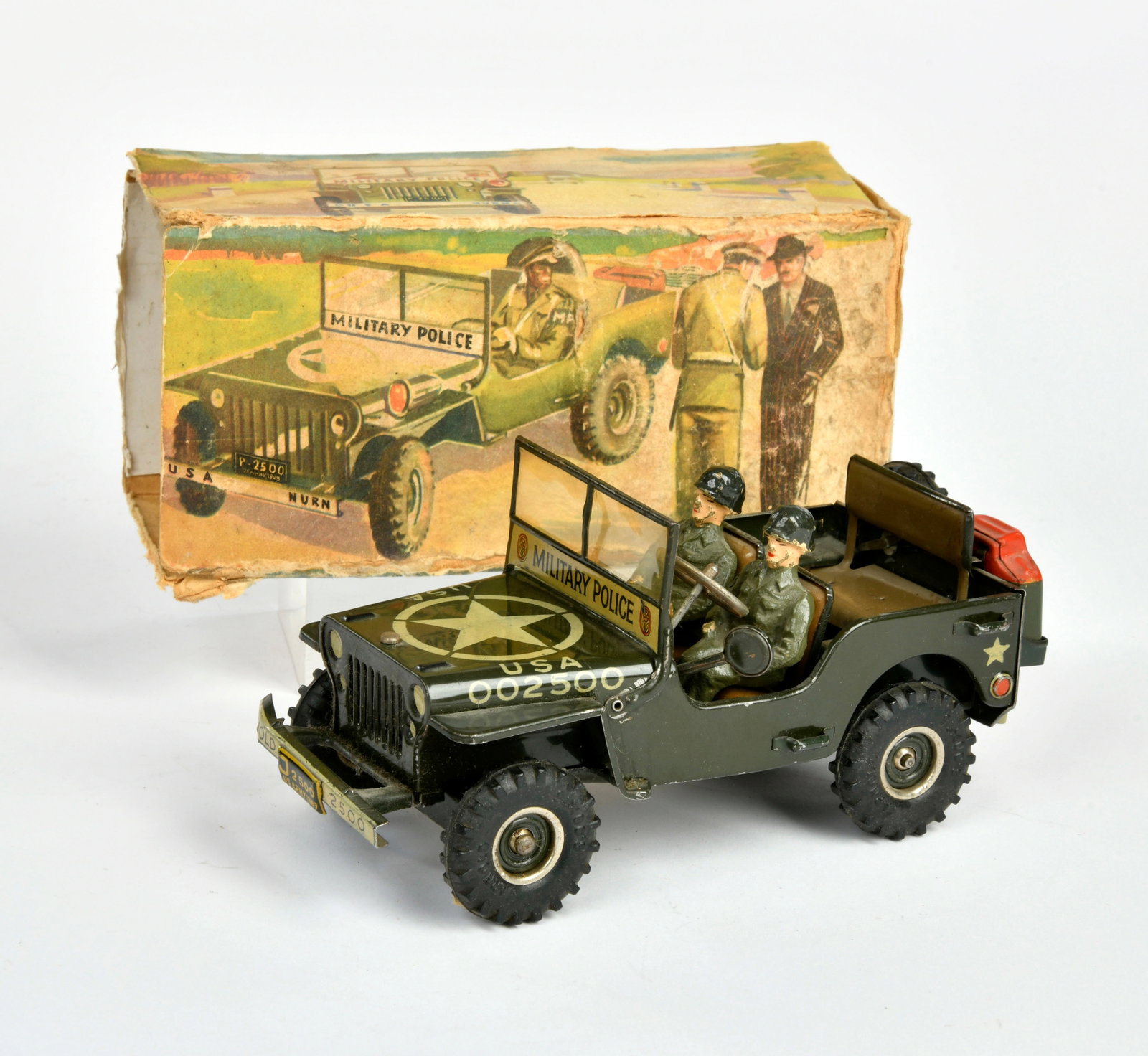 Arnold, Military Police Jeep 2500: Arnold, Military Police Jeep 2500, W.-Germany, 17 cm, Blech, UW ok, Okt als Fragment, sonst Z 1-2
