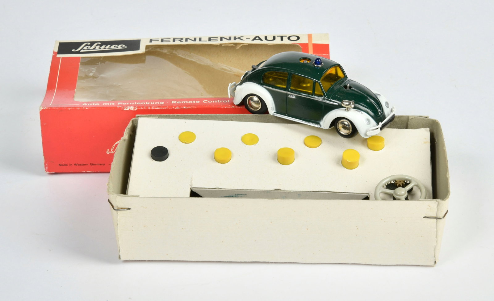 Schuco, Fernlenkauto 3000 VW Polizei: Schuco, Fernlenkauto 3000 VW Polizei, W.-Germany, 10 cm, Blech, Okt Z 2, Z 1-2