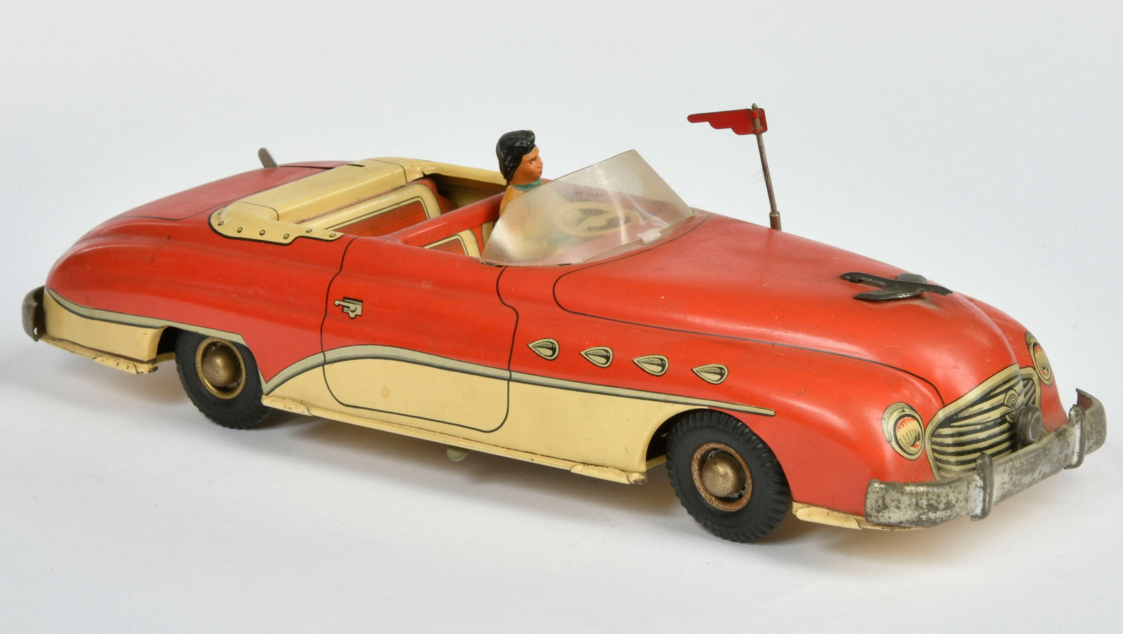 Joustra, Cabriolet: Joustra, Cabriolet, France, 29 cm, Blech, Bat. Antrieb nicht gepruft, LM, mit Fahrer, Z 2-