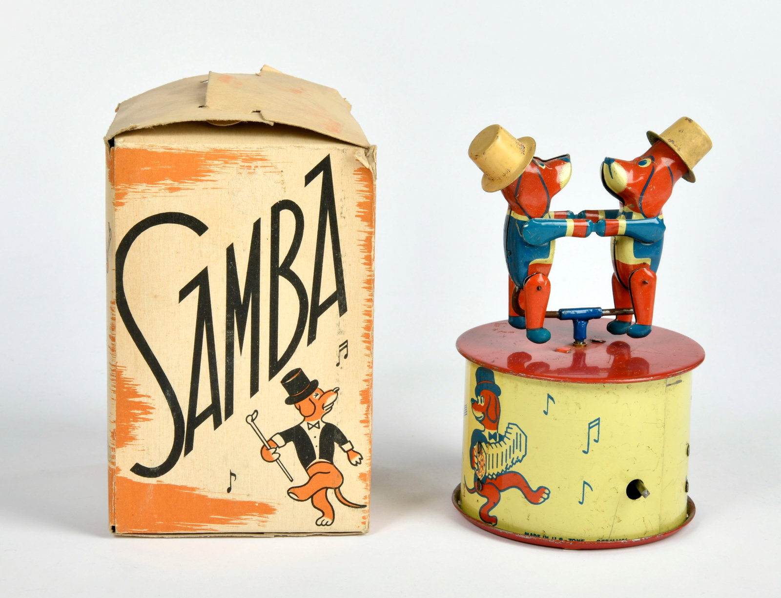 A.Hahn, Samba tanzende Hunde: A.Hahn, Samba tanzende Hunde, W.-Germany, 14 cm, Blech, UW ok, LM, Okt, Z 2