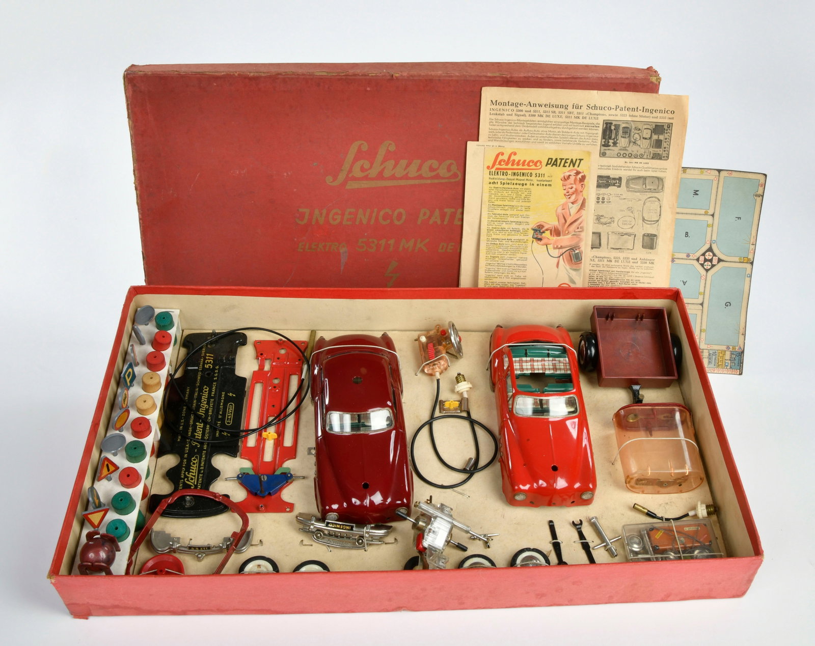 Schuco, Ingenico Baukasten 5311 MK De Luxe: Schuco, Ingenico Baukasten 5311 MK De Luxe, US Z. Germany, Box 31x56 cm, Blech, Okt mit Lagerspuren, sonst Z 1-2