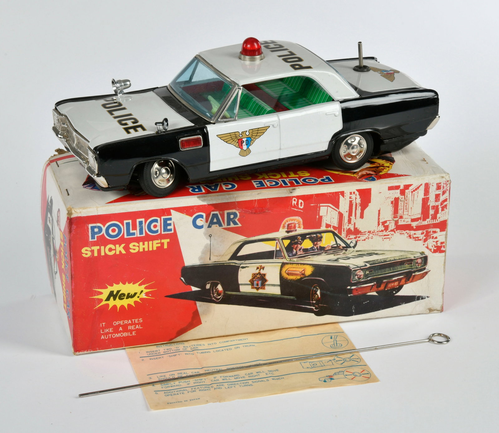 Police Car: Police Car,Trade Mark, Japan, 30 cm, Blech, Bat-Antrieb ok, , Okt Z 2, Z 1-