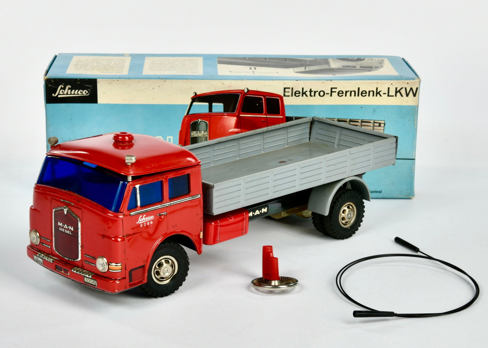 Schuco, Elektro Fernlenk LKW 5306: Schuco, Elektro Fernlenk LKW 5306, W.-Germany, 33,5 cm, Blech, Funktion ok, Okt Z 2, Z 1-2