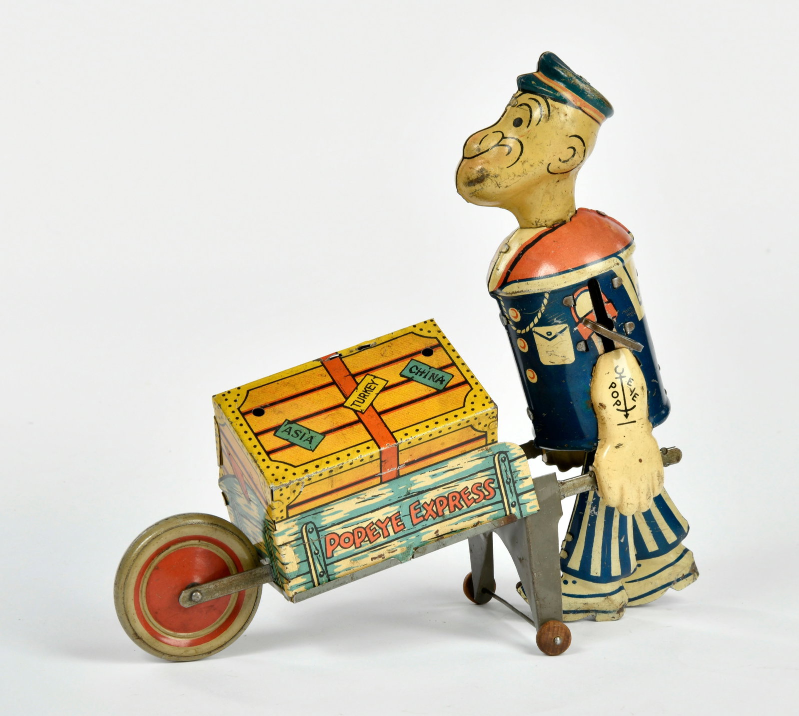 Marx, Popeye: Marx, Popeye, USA, 21 cm, Blech, UW ok, Papagei und Pfeife fehlen, Z 3