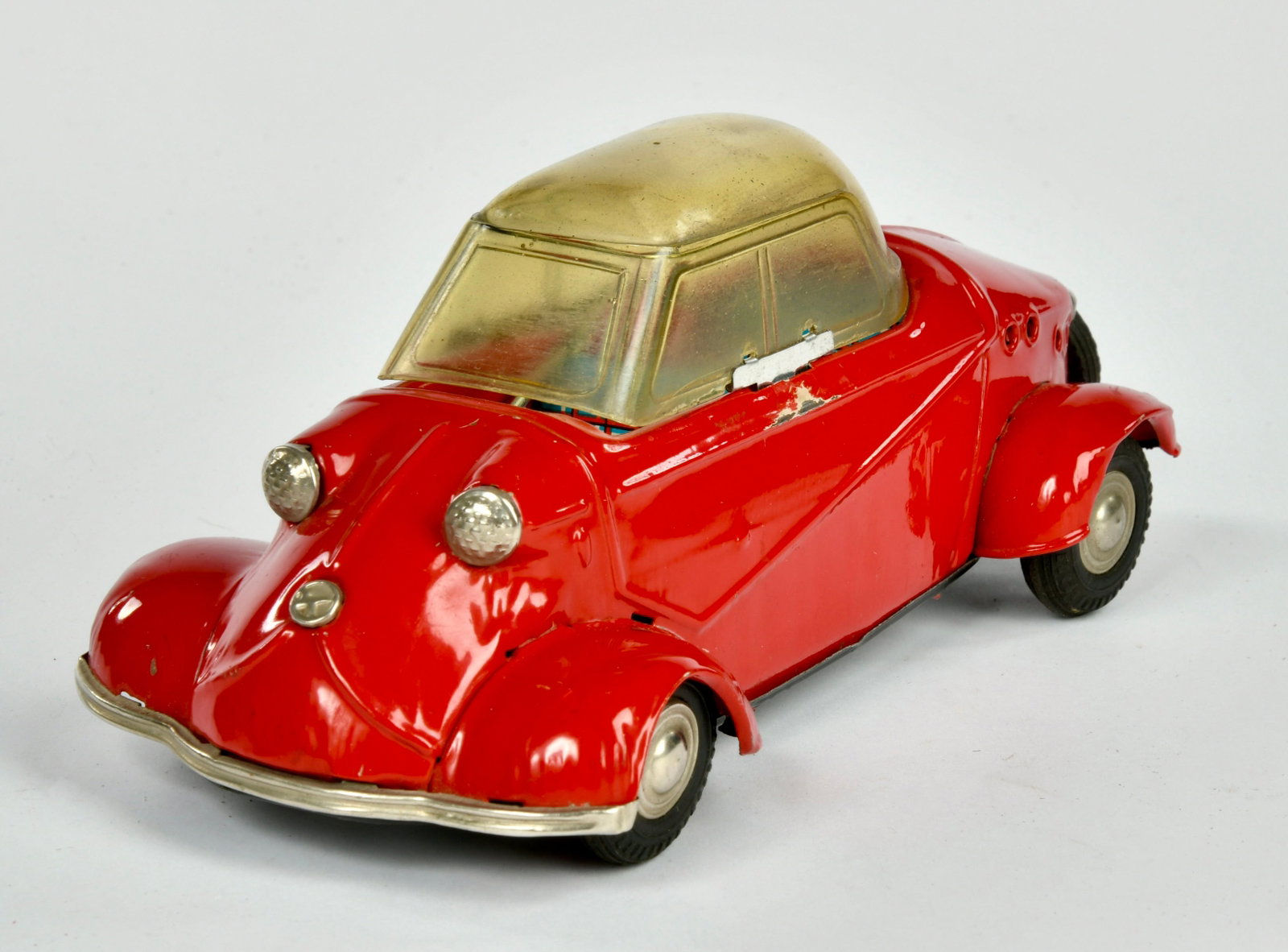 Bandai, Messerschmitt Kabinenroller: Bandai, Messerschmitt Kabinenroller, Japan, 21 cm, Blech, Friktion defekt, LM, Z 3