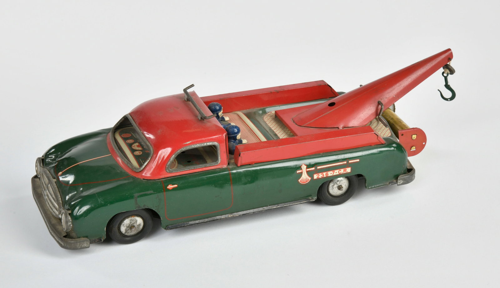 Rossignol, Abschleppwagen: Rossignol, Abschleppwagen, France, 33 cm, Blech, Friktion ok, Chrom angelaufen, sonst guter Zustand, Z 2