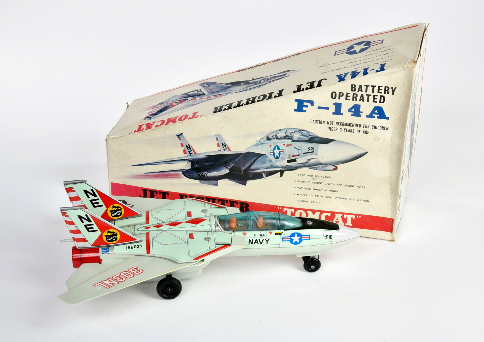 TN Nomura, F-14 Tomcat Jet Fighter: TN Nomura, F-14 Tomcat Jet Fighter, Japan, 34 cm, Kst., Funktion ok, Okt Z 1-, Z 1