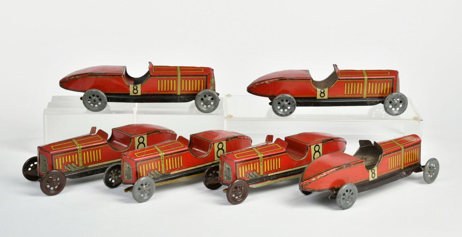 Rico, 6 Rennwagen: Rico, 6 Rennwagen, Spain, je 22cm, Blech, Lagerspuren, LM