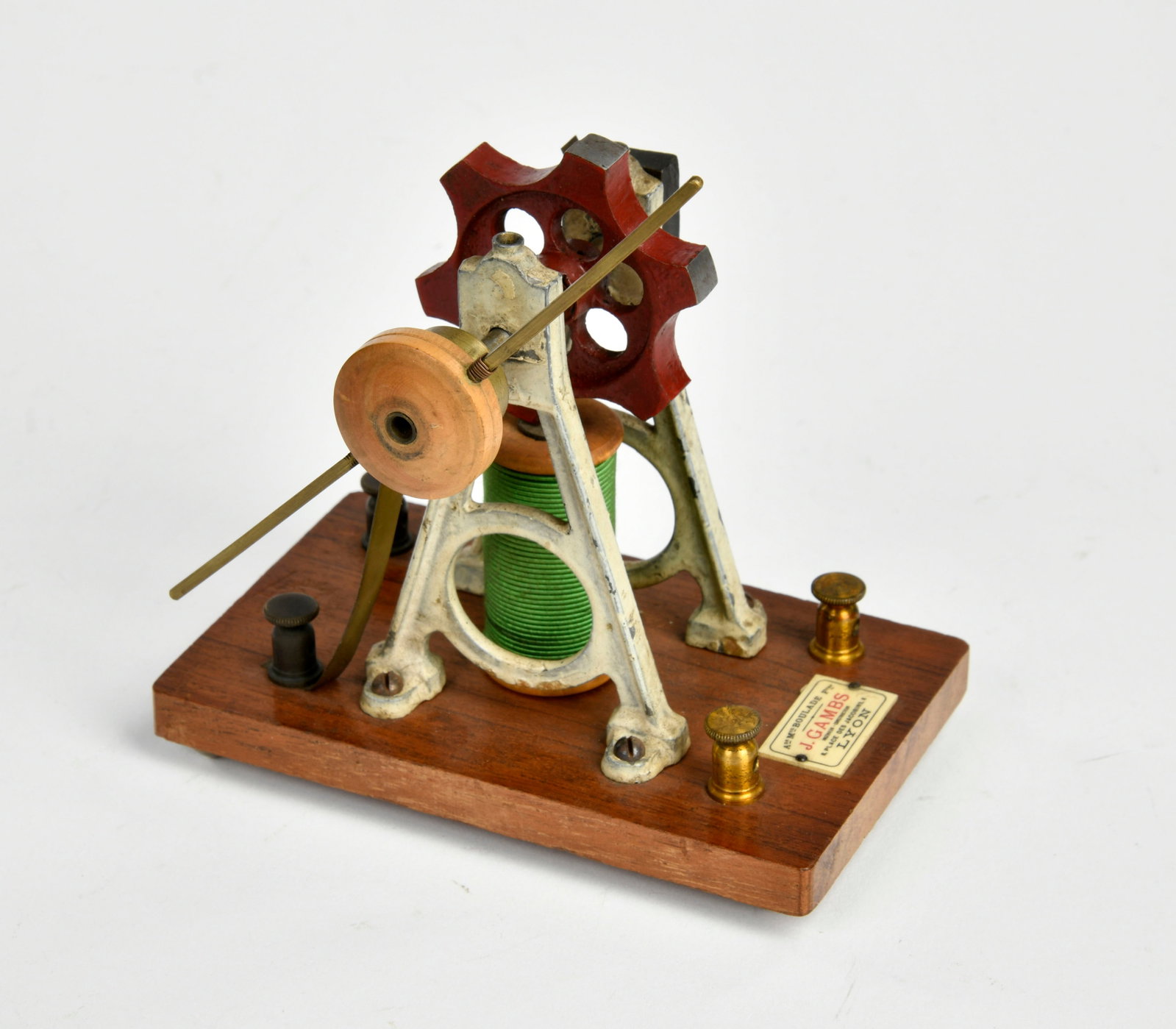 J. Gambs Lyon, Motor mit Spule und Typunterbrecher: J. Gambs Lyon, Motor mit Spule und Typunterbrecher, France, 12 cm, min. LM