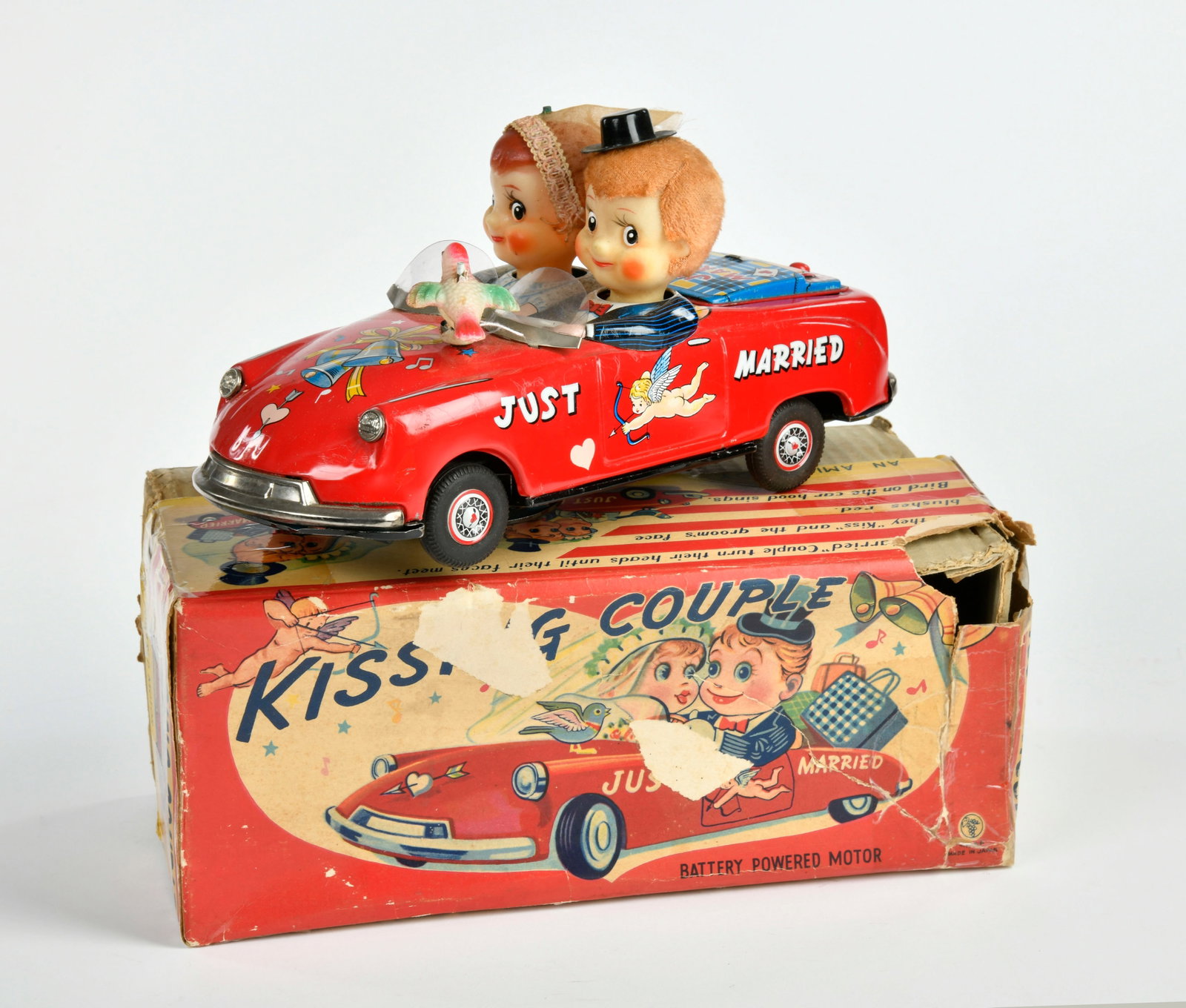 Amico Toy, Kissing Couple Hochzeitsauto: Amico Toy, Kissing Couple Hochzeitsauto, Japan, 27 cm, Blech, ungepruft, Okt Z 3, Z 2