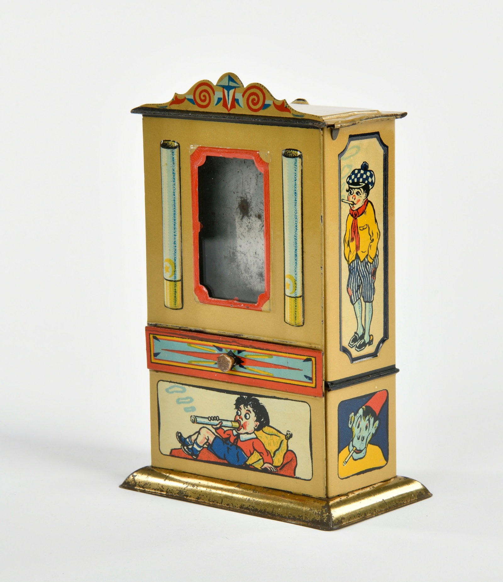 Schokoladen Zigaretten Automat: Schokoladen Zigaretten Automat, Gundka Germany, ca. 1910, 16 cm, Z 1-2