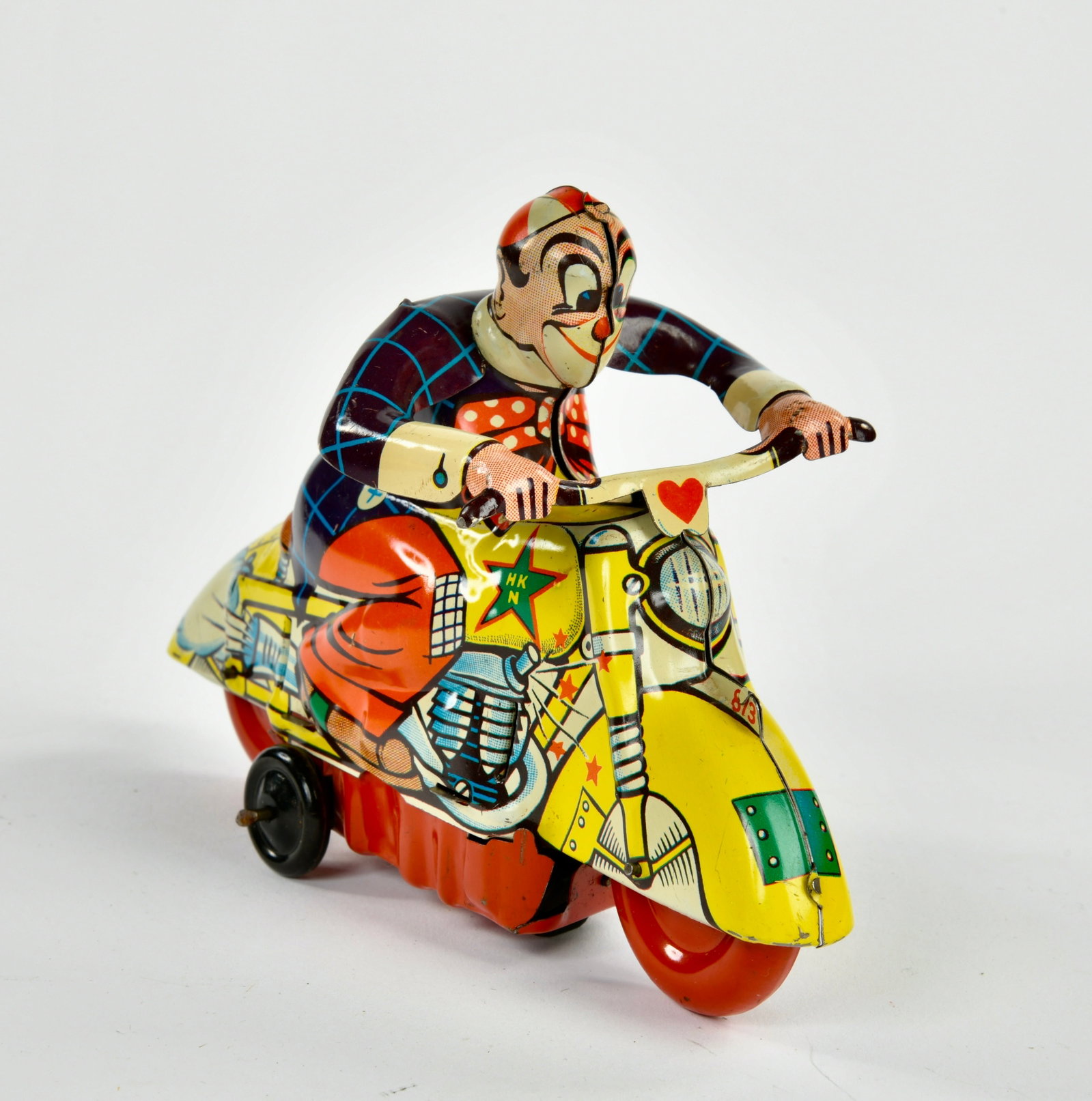 Huki, Clown Motorrad: Huki, Clown Motorrad, W.-Germany, 19 cm, Blech, UW ok, Z 1-
