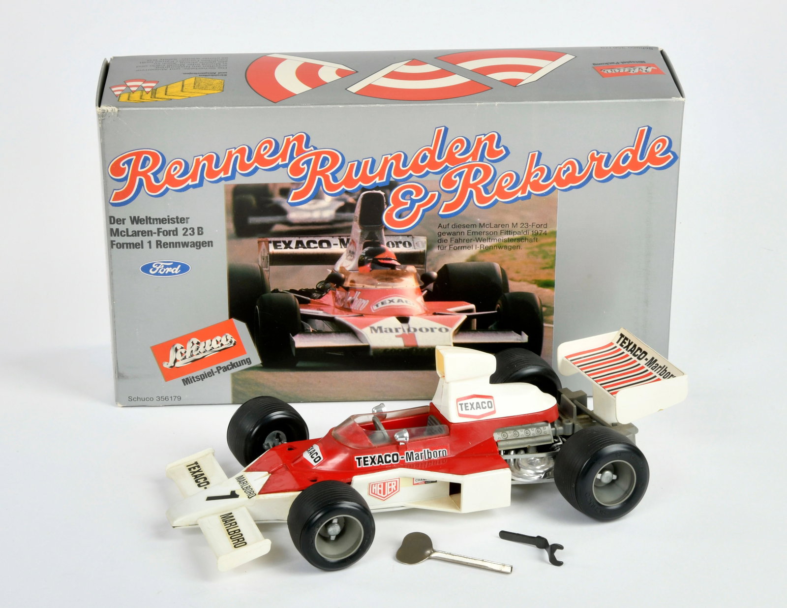 Schuco, McLaren Ford Formel Rennwagen: Schuco, McLaren Ford Formel Rennwagen, W.-Germany, 28 cm, Kst, Okt, Z 1-2