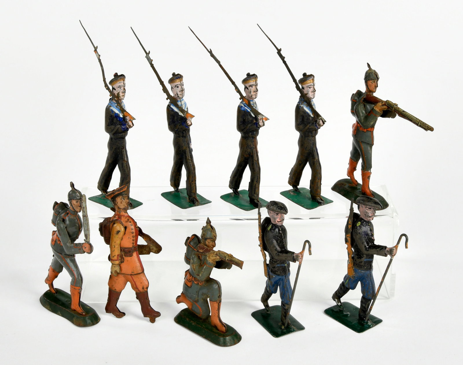 Matrosen, deutsche Soldaten u.a.: Matrosen, deutsche Soldaten u.a., Blech, France VK, 9 cm, teilw. LM