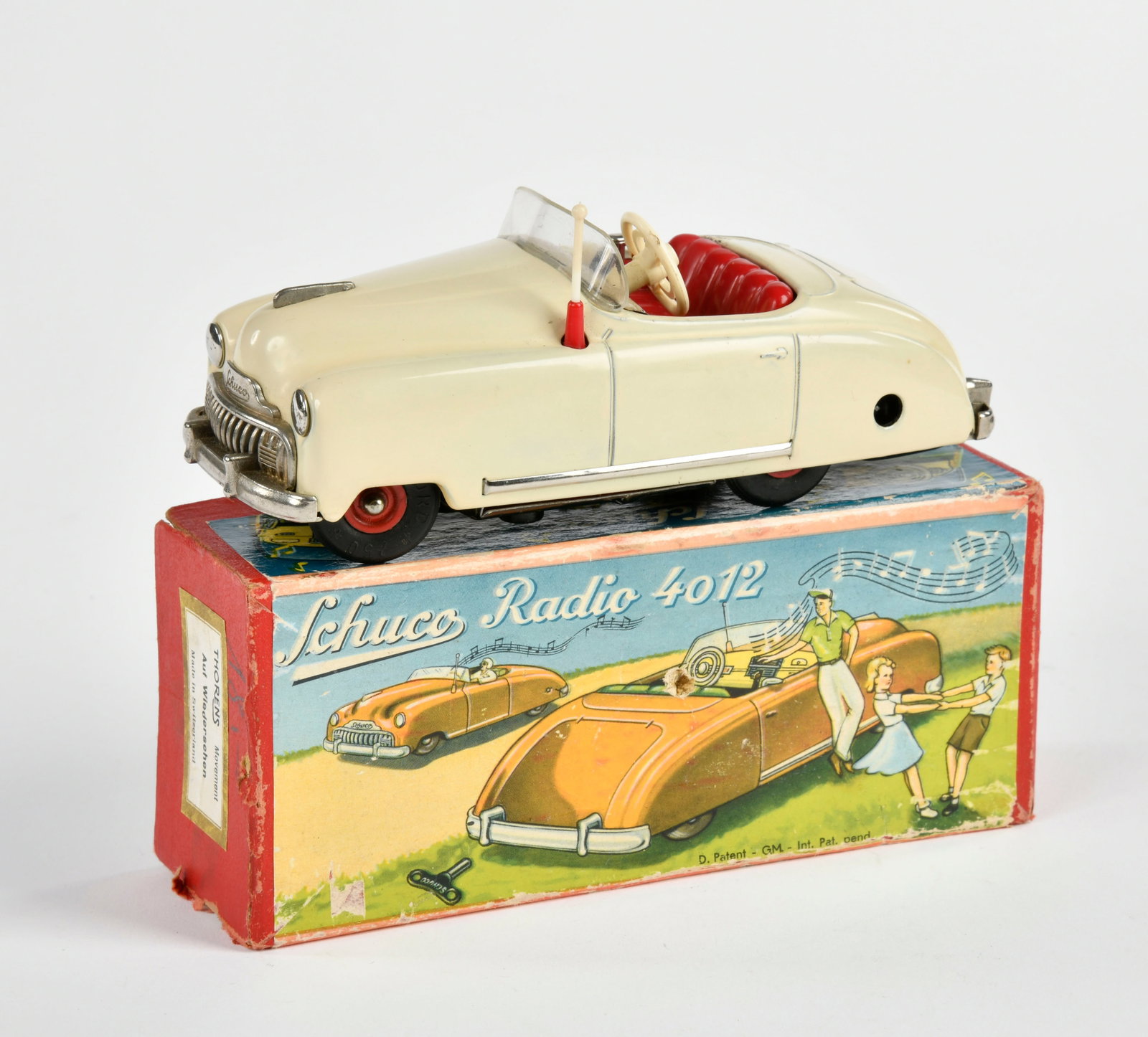 Schuco, Radio Auto 4012: Schuco, Radio Auto 4012, US Z. Germany, 15,5 cm, Blech, UW ok, Okt Unterkarton ersetzt (Z3), Z 2