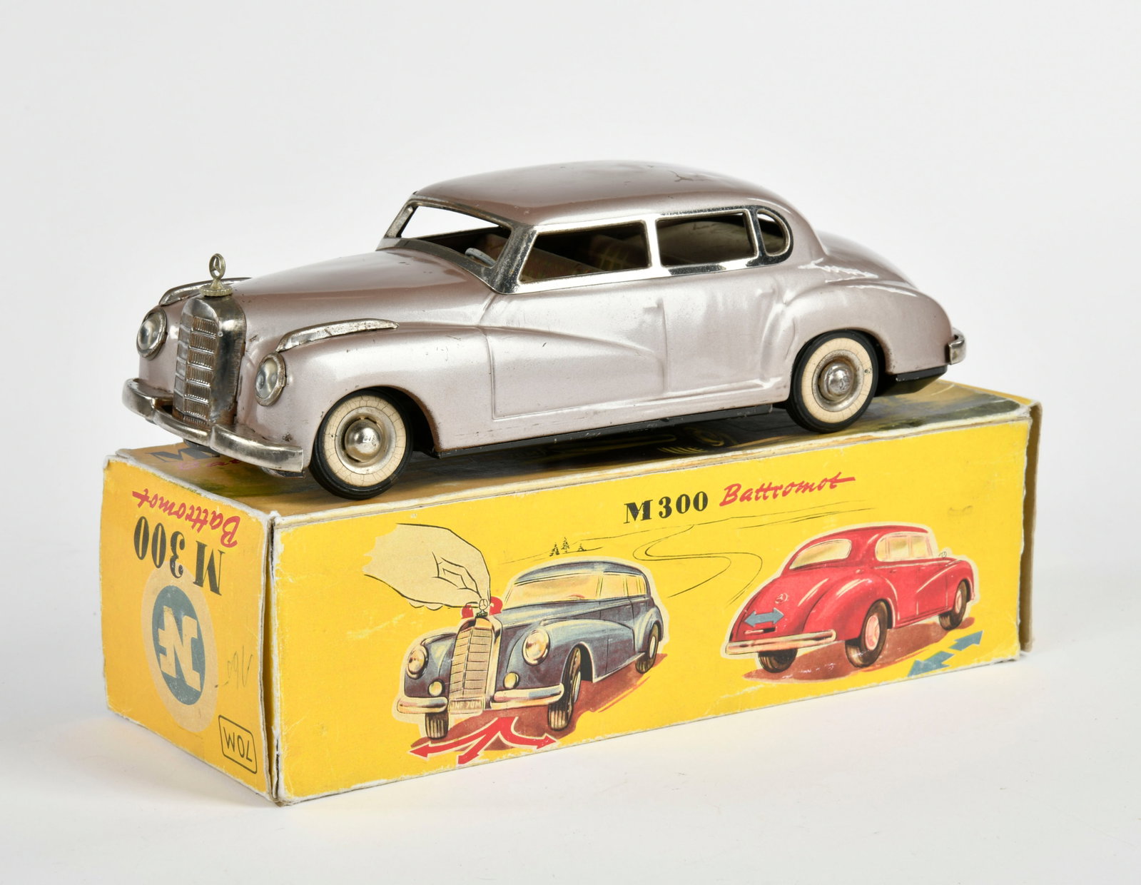 JNF, Mercedes 300 Battromot: JNF, Mercedes 300 Battromot, W.-Germany, 24 cm, Blech, Bat. Antrieb nicht gepruft, Reprobox, Z 2-3