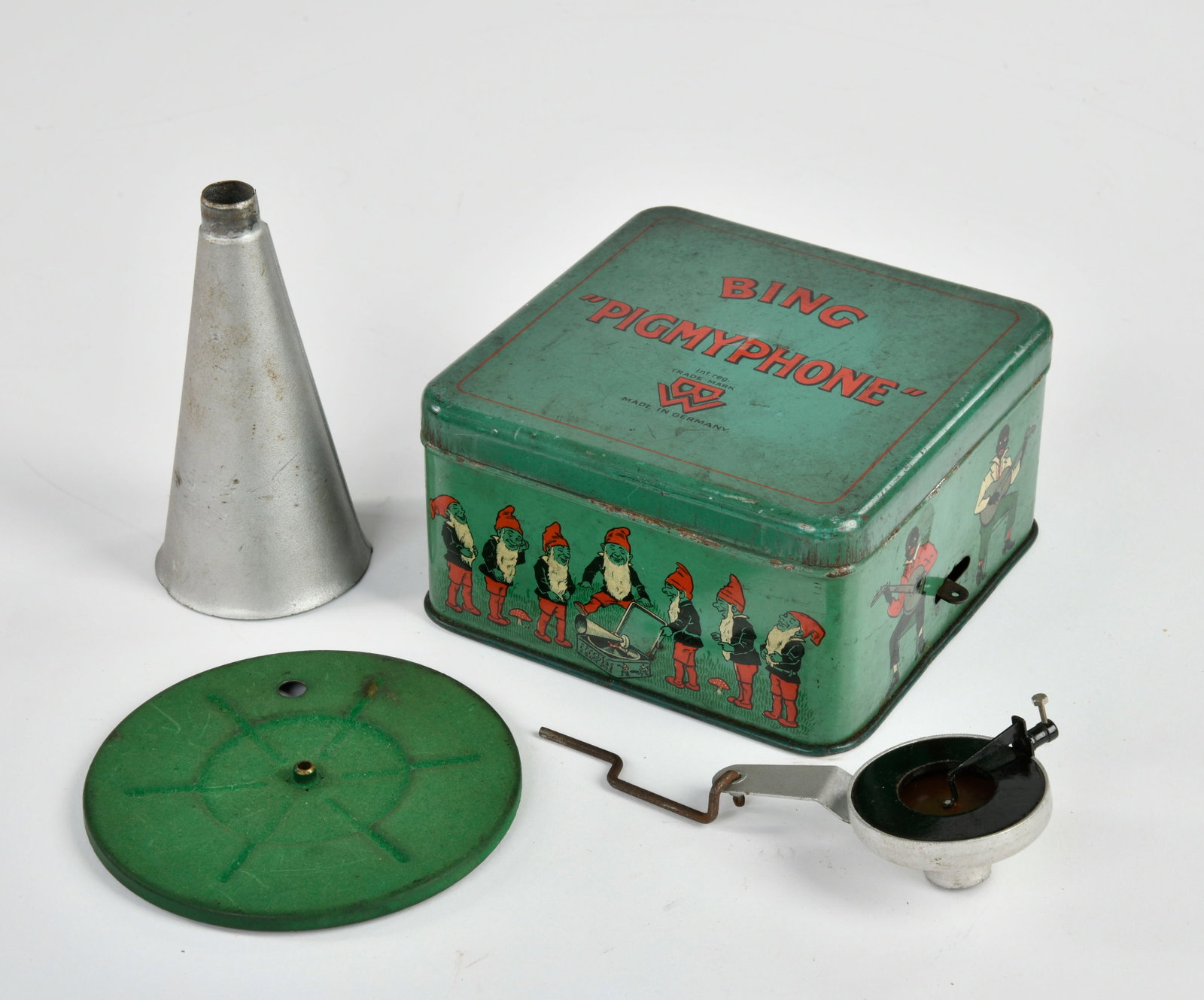 Bing, Kindergrammophon "Pigmyphone": Bing, Kindergrammophon "Pigmyphone", Germany VK, 15 cm, Blech, UW hakt, LM, Z 3