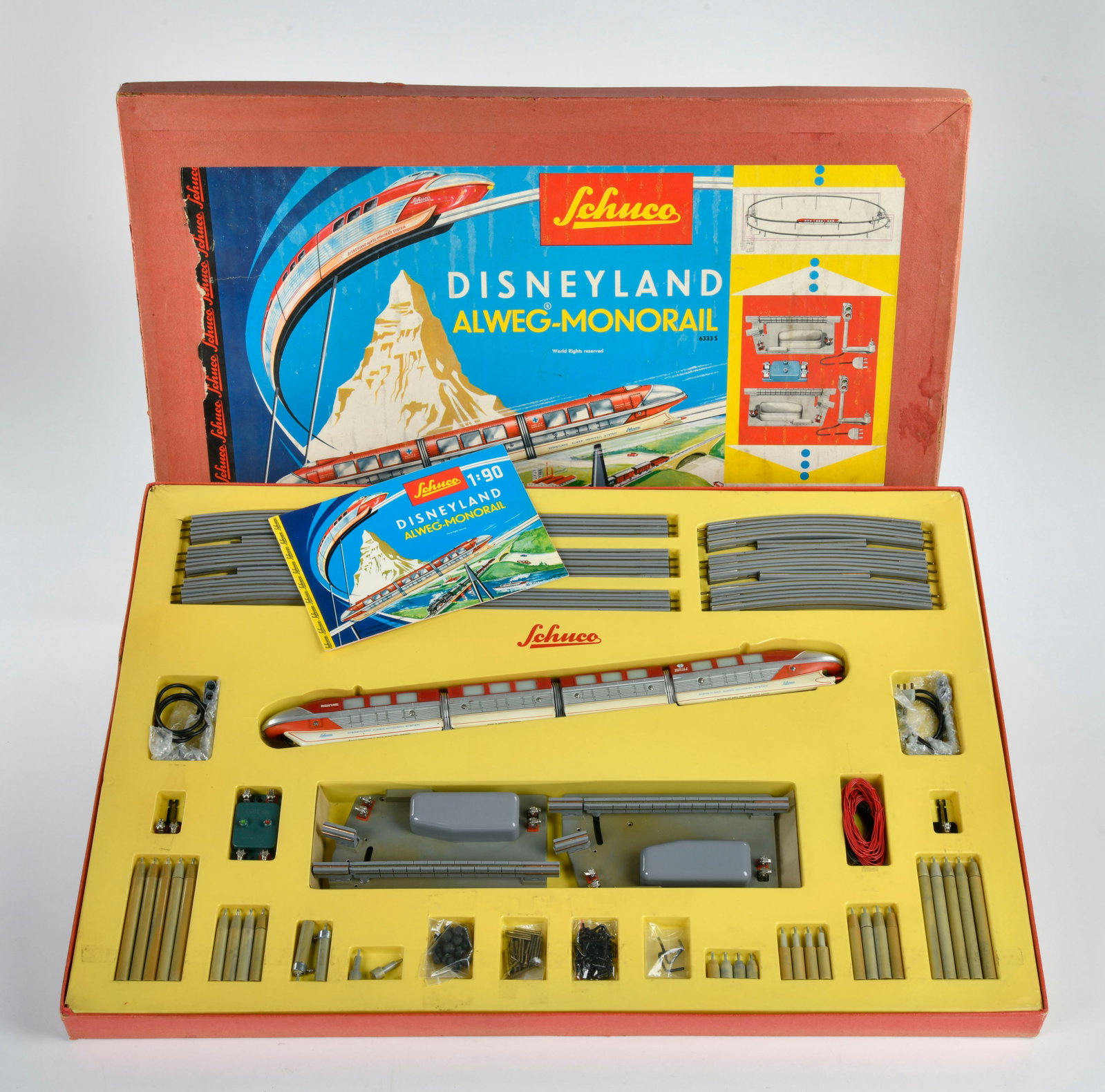Schuco, Disneyland Alweg Monorail 6333 S, W.-Germany, komplett, min. LM: Schuco, Disneyland Alweg Monorail 6333 S, W.-Germany, komplett, min. LM, 48x69 cm, Z 1-2