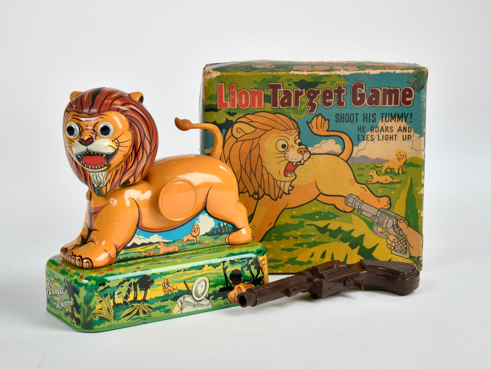 Masudaya Modern Toys, Lion Target Game: Masudaya Modern Toys, Lion Target Game, Japan, 20 cm, Funktion ok, Okt repariert, Z 2