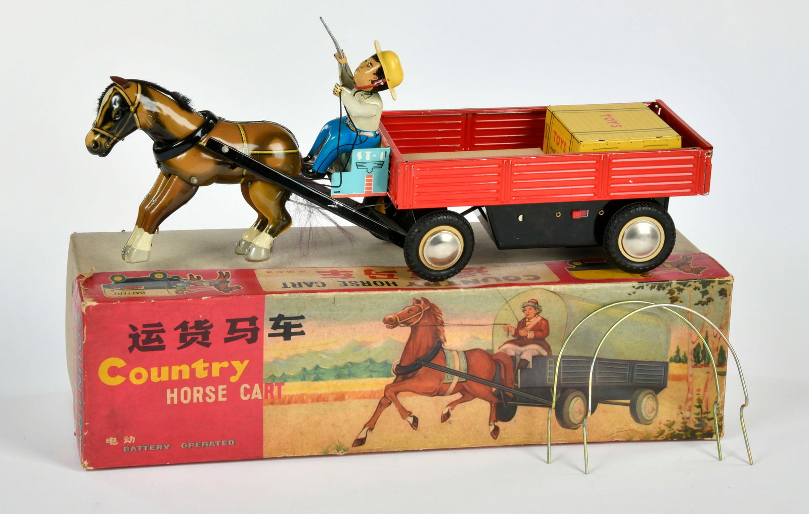 Country Horse Cart: Country Horse Cart, China, 42 cm, Blech, Bat..Antrieb ok, Okt, Z 2, Z 1