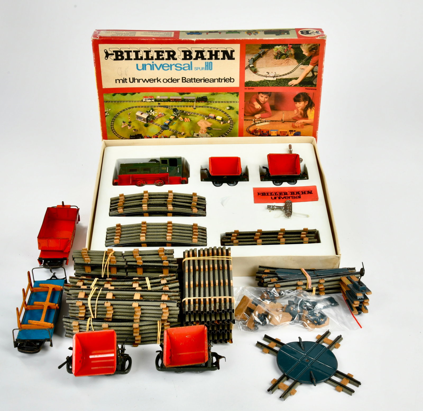 Biller, Universal Set, Wagen & Schienen: Biller, Universal Set, Wagen & Schienen, Germany, min. LM, UW ok, Z 2+