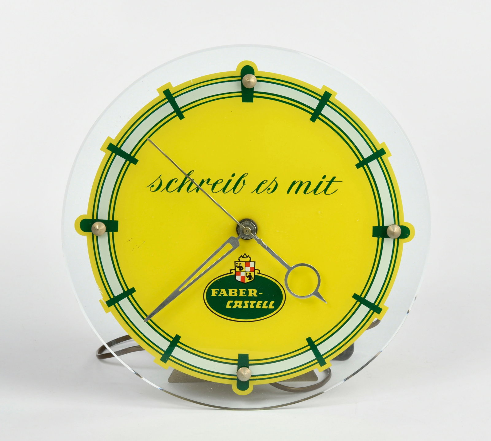 Faber-Castell Werbeuhr: Faber-Castell Werbeuhr, Glas, 31 cm Durchmesser, sehr guter Zustand