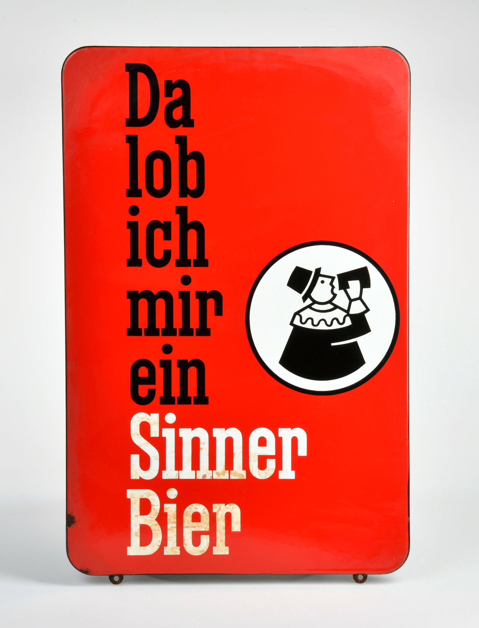 Sinner Bier, Emailschild: Sinner Bier, Emailschild, 50er Jahre, 38x58 cm, Schrift teileweise fleckig, bitte besichtigen, Z 2
