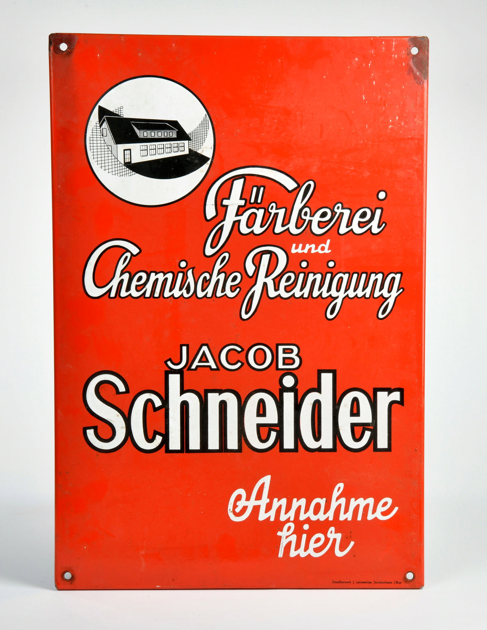 Farberei Jacob Schneider Emailschild (1 of 1)