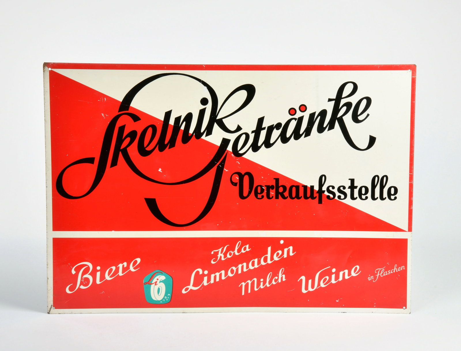 Skelnik Getranke, Blechschild
