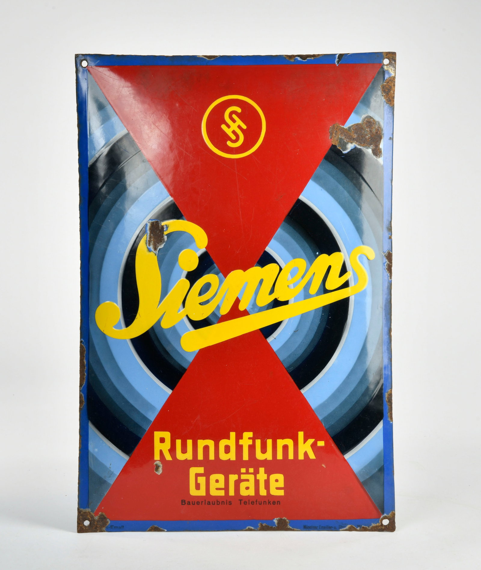 Siemens Rundfunk-Gerate, Emailschild: Siemens Rundfunk-Gerate, Emailschild, 60x40 cm, Z 2