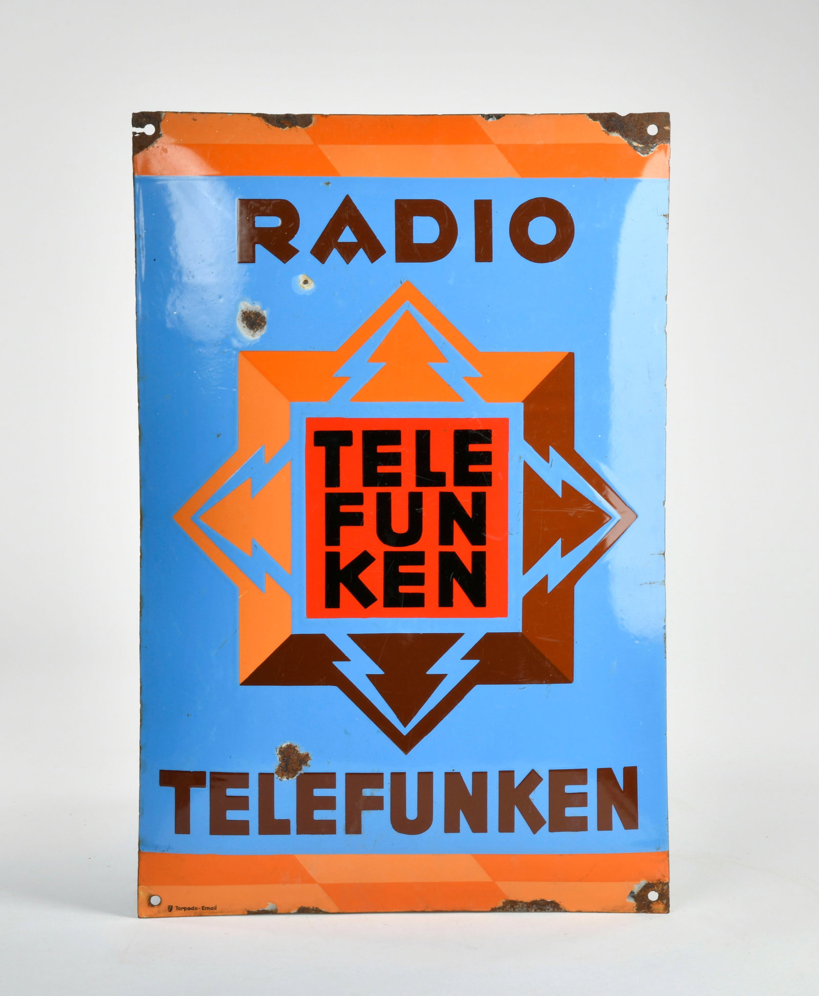 Radio Telefunken, Emailschild: Radio Telefunken, Emailschild, 60x40 cm, Z 2