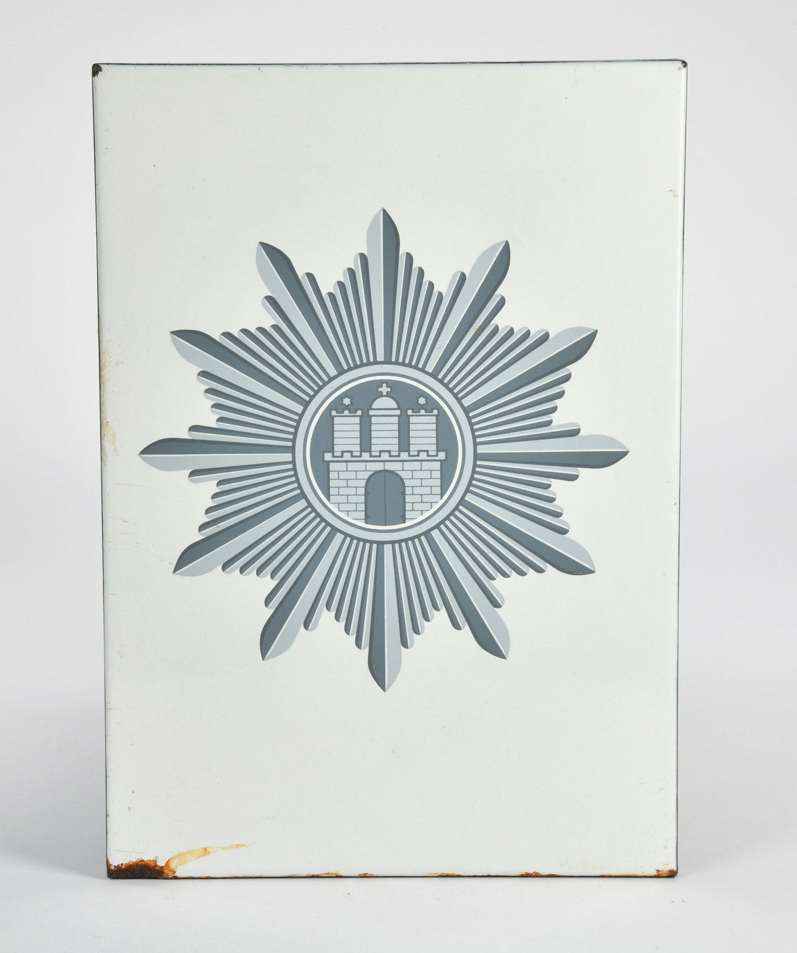 Polizei Hamburg, Emailschild: Polizei Hamburg, Emailschild, abgekantet, 50x35 cm, Z 2