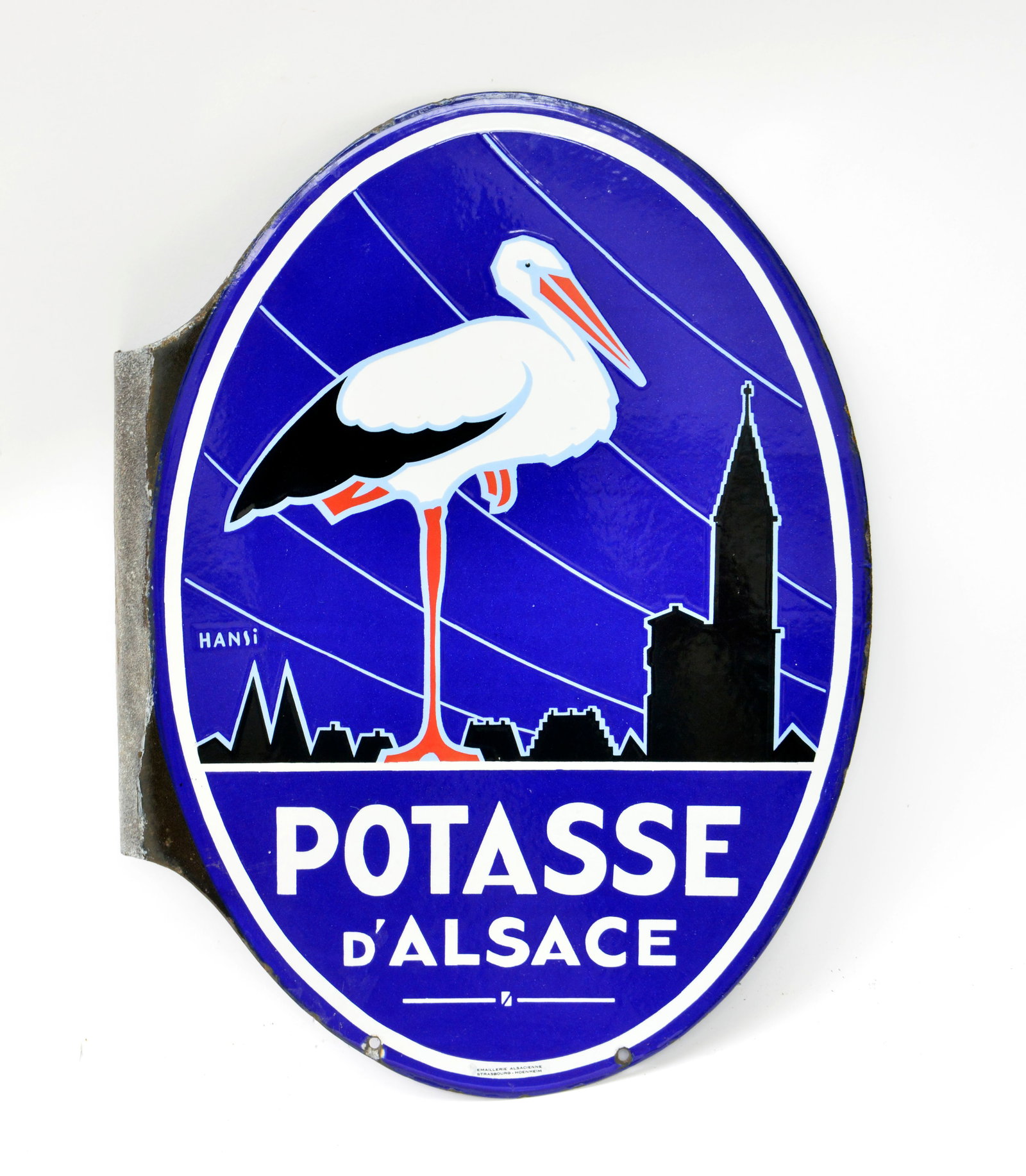 Potasse D'Alsace, Emailschild, Ausleger: Potasse D'Alsace, Emailschild, Ausleger, 60x45 cm, Z 1-2